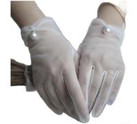 Gants de mariée élégants en dentelle blanche avec détails perlés, mitaines courtes pour mariée, accessoires d'été respirants pour photographie et formelle