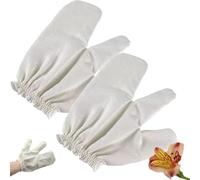 Gants de massage en soie ayurvéda brute pour le visage, le corps et les mains (blanc + bleu, 2 pièces)
