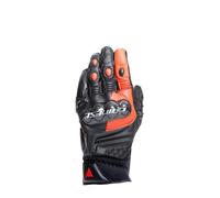 Gants de moto en cuir Dainese Carbon 4 Short Noir / Rouge Fluo