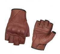 Gants De Moto Respirant en Cuir De Mouton Moto Conduite Plein Demi-Doigt Gants De Motocross, Yellow, XL
