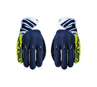 Gants De Motocross FIVE E3 EVO Été Bleu Jaune Fluo