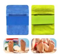 Gants de nettoyage pour sable de plage, Brosses anti-sable pour la Plage, Sac de Déménagement de Sable, Accessoires de plage pour les activités aquatiques et les loisirs, Vert fluorescent +Bleu