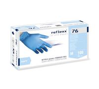 Gants de nitrile sans poudre Réflexx R76 / m, taille M, bleu clair, 100 pièces