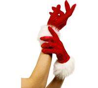 Gants De Noël Doux Deluxe Pour Femmes En Rouge Et Blanc
