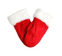 Gants de Noël | Gants en polaire rouge avec accessoires de manchette en fourrure blanche | Gants d'hiver chauds et épais à Double couche, en tricot extensible, pour garçons ou filles Onlynery