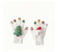 Gants de Noël pour femme - Gants tricotés amusants pour écran tactile - Gants d'hiver élastiques épais - Gants de cyclisme thermiques en laine - 3D - Motif sapin de Noël - Motif Père Noël - Gants à