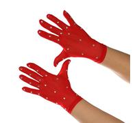 Gants de patinage artistique avec tissu élastique en polyester et élasthanne thermodurcissables et intérieur lisse facile à enfiler (rouge)