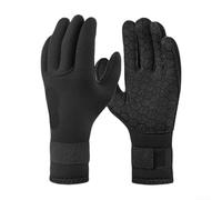 Gants de plongée en néoprène de 3 mm, gants de sports nautiques thermiques antidérapants avec cordon de serrage au poignet pour le surf, la plongée avec tuba, la natation (taille 2XL, noir)