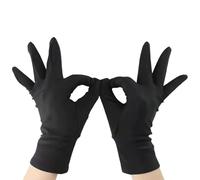Gants de protection noirs, gants de manipulation de bijoux, tissu fin respirant avec grip antidérapant, en nylon, style d'inspection élégant, d'inspection