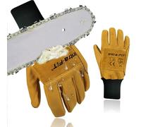 Gants de protection pour tronçonneuse Intra-FIT, gants pour tronçonneuse avec protection pour la main gauche, gants de sécurité pour forestiers en cuir de vache hydrofuge, classe 2, EN ISO 11393-4, EN