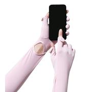 Gants de protection solaire - Manches longues et confortables - Gants de conduite en soie glacée respirante pour femme - Pouce et doigt ouverts - Gants rafraîchissants légers pour l'été et l'extérieur