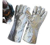 Gants de protection thermique - Tissu aramide aluminisé, performance d'isolation de la flamme | Moulage forgé Raffinage Boulangerie Activités de barbecue Laboratoires Chantiers navals Construction