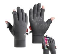 Gants de randonnée d'hiver pour femme - Gants thermiques coupe-vent avec 2 doigts coupés - Gants chauds d'hiver d'équitation pour femmes et hommes
