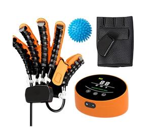 Gants de Rééducation Robotisés, Gants D'exercice de Doigts pour Patients Atteints D'hémiplégie Suite à Un Avc D'arthrite, Paralysie Cérébrale avec Gants en Mode Miroir(Size:XXL,Color:gauche / orange)
