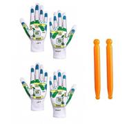 Gants de réflexologie Acupoints de massage et kit d'outils de canne à main (2 golfs et 2 cannes)