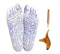 Gants de réflexologie avec outils - Set de gants de massage des méridiens, de thérapie des points d' | Outils de réflexologie avec tableau des points du pied pour le confort