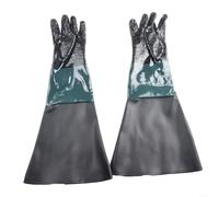 Gants de sablage robustes de 60 x 30 cm avec doublure en coton, gants de travail abrasifs en PVC pour armoire de sablage et outils pneumatiques, coutures cousues pour protection et durabilité Vert