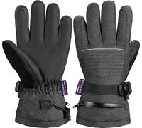 Gants de ski BRUBAKER imperméables et coupe-vent avec poche zippée - Gants d'hiver pour hommes et femmes - Gants de snowboard extra chauds - Gants thermiques pour le ski - Anthracite taille L/XL