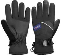 Gants de ski BRUBAKER imperméables et coupe-vent - Gants d'hiver pour hommes et femmes - Gants de snowboard extra chauds - Gants thermiques pour le ski snowboard sports d'hiver - Noir taille M/L
