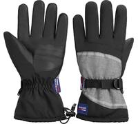 Gants de ski BRUBAKER imperméables et coupe-vent - Gants d'hiver pour hommes et femmes - Gants de snowboard extra chauds - Gants thermiques pour le ski snowboard sports d'hiver - Noir Gris Taille S/M