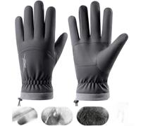 Gants de ski coupe-vent avec cordon de serrage réglable de 25 cm (gris
