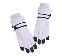 Gants de ski d'hiver, imperméables, plus velours, chaud, coupe-vent, protection contre le froid, gants d'équitation en plein air gants en soie blanche (violet, taille unique)