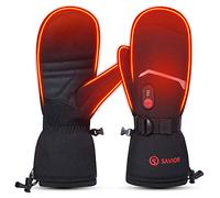 Gants de ski électriques SAVIOR HEAT 2023 - Avec paume et dos - Avec batterie rechargeable - Chauds - Pour hiver, patinage, ski, camping, chasse, randonnée, arthrite, mains et hommes