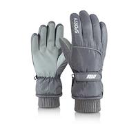 Gants de ski femmes coupe-vent et imperméables plein air écran tactile hiver peluche chaude gants chauds robe satin noir (gris, taille unique)