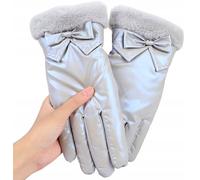 Gants de ski hiver femme imperméables tactiles, gris, polyester, 25,5 cm