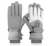 Gants de ski imperméables et thermiques pour femme - Gants de neige coupe-vent doublés en polaire - Pour snowboard, cyclisme, vélo - Gris