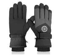 Gants de ski imperméables et thermiques pour femme - Gants de neige coupe-vent doublés en polaire - Pour snowboard, cyclisme, vélo - Noir
