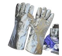 Gants de soudage, 37x10cm, hommes Travail en aluminium résistant à la chaleur, pour les mitaines de sécurité, pour le moulage, la cuisine, la métallurgie, la fusion en acier, le barbecue et le restaur