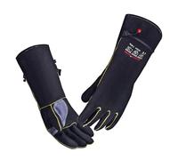 Gants de soudage en cuir à manches longues pour homme - Résistants à la chaleur - Résistants au feu - Pour tig Mig - Pour barbecue, cheminée, manipulation des animaux - Accessoires pour poêle à bois