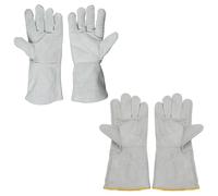 Gants de soudage en cuir résistant à la chaleur et à l'usure - Gants résistants aux hautes températures - Vous protègent des étincelles de soudure du charbon chaud
