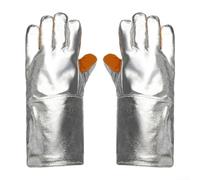 Gants de soudage en feuille d'aluminium - Isolation thermique - Ignifuge - Anti-brûlure - Protection pour soudage - Barbecue - Travail industriel - Cuir de vache - Équipement de sécurité