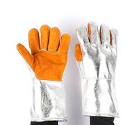 Gants de Soudage Feuille D'aluminium de 38 Cm, Résistante a la Chaleur et au Feu Jusqu'à 500 °C Gants pour Barbecue Mitaines Ignifugées pour les Grillades, le Four, Gants pour Soudeur a L'arc