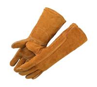 Gants de Soudage, Gants de Jardinage pour Hommes/Femmes, Résistants à la Chaleur et au Feu en Cuir, Gants de Travail en Cuir de Vache Durables, pour Cheminée, Barbecue, Soudure, Grill, Four, Poêle