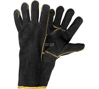 Gants de soudage longs en cuir résistants à la chaleur doublés pour poêle à bois