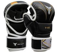 Gants de sparring MMA - Mytra Fusion - Paume Ouverte - Noir/Or - Confort Optimal - Durabilité Exceptionnelle S/M