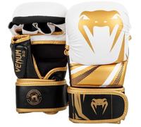 Gants de sparring MMA - VENUM - Charger 3.0 - Blanc/Or - Cuir synthétique - Rembourrage 8oz S
