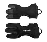 Gants de tir à l'arc à trois doigts en cuir pour tir à l'arc et tir à l'arc - Tailles S, , L, XL - Noir - Plumes - Nœud - Pour jeunes adultes débutants
