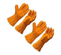 Gants de toilettage pour animaux de compagnie résistants aux morsures - Construction en cuir double renforcée - Design flexible - 33 cm - Coque prolongée - Gants résistants aux morsures pour chiens