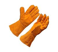 Gants de toilettage pour animaux de compagnie résistants aux morsures - Construction en cuir double renforcée - Design flexible - 33 cm - Coque prolongée - Gants résistants aux morsures pour chiens