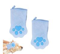 Gants de toilettage pour chien - Une paire double-face polaire corail élimination de poils - Gants serviette nettoyage chiot et mitaines de bain - Salon, Bain, Voyage, Pension Animaux, Salon Toilettag