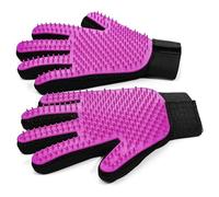 Gants de toilettage pour chiens et chats - Gants de bain et de massage en silicone avec dents haute densité - Résistant à la chaleur - Design cinq doigts pour le lavage, le déshabillage, l'épilation