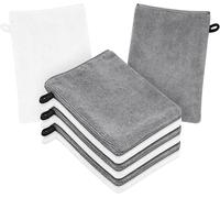 Gants De Toilette En Microfibre,Lot De 8 Gants De Nettoyage Du Visage Doux,Chiffon De Bain En Microfibre,Serviette De Visage,Gants Démaquillants S 15 X 20cm Blanc + Noir