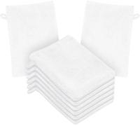 Gants De Toilette En Microfibre,Lot De 8 Gants De Nettoyage Du Visage Doux,Chiffon De Bain En Microfibre,Serviette De Visage,Gants Démaquillants S 15 X 20cm Blanc