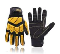Gants de travail anti-vibration, gants de travail rembourrés SBR pour les doigts et la paume, gants de travail de sécurité pour hommes réduisant les impacts (Moyen, Jaune)