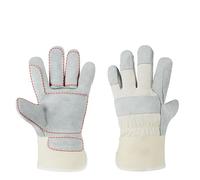 Gants de travail en cuir pour homme et femme - Gants de protection - Gants de montage pour jardinage, soudeur, cheminée (cuir fendu de bovin) - Doublure polaire pour la chaleur - 1 paire