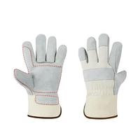 Gants de travail en cuir pour homme et femme - Gants de protection - Gants de montage pour jardinage, soudeur, cheminée (cuir fendu de bovin) - Paumes renforcées - 1 paire